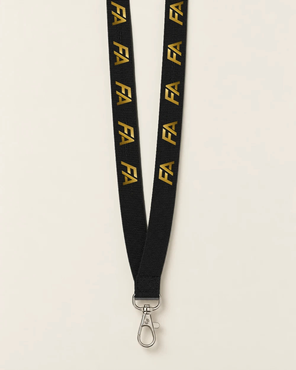 FA Lanyard in Black, woven lanyard