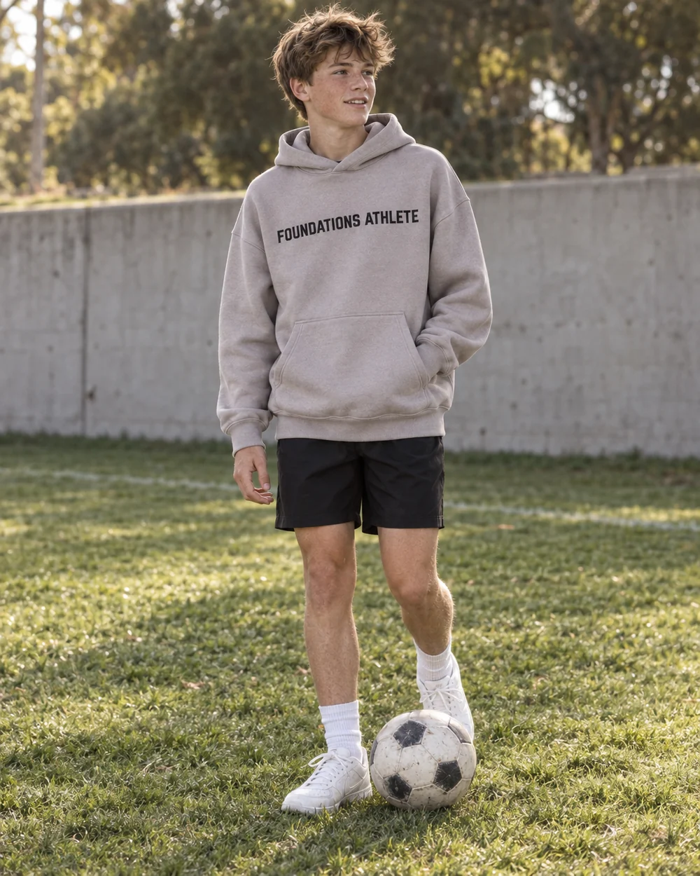 FA Hoodie in Mica, worn by a model